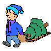 BOY PULLING A SLED